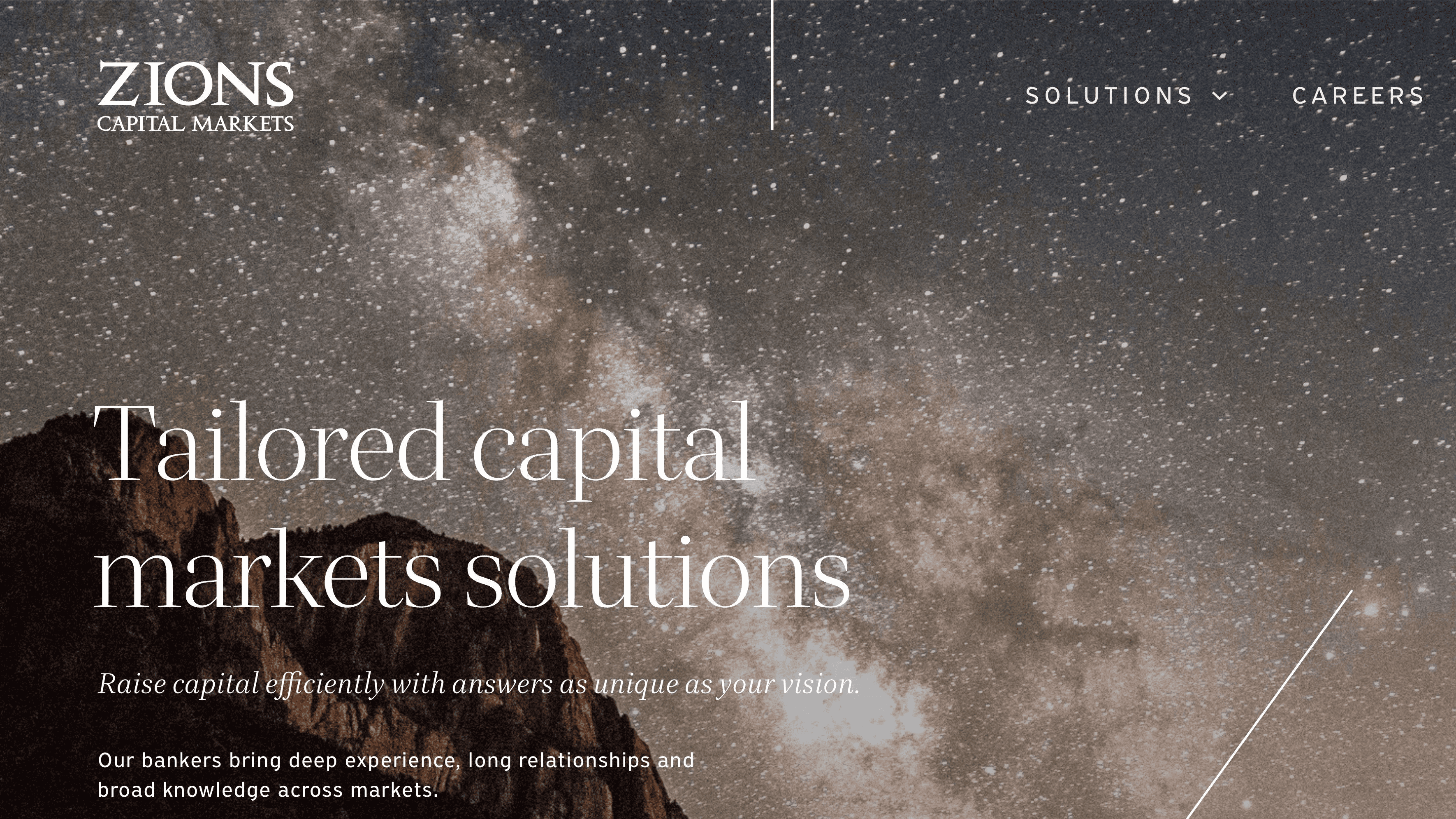 Zions Capital Markets homepage, created for Zions Bancorporation, N.A.